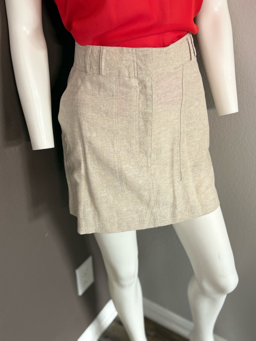 Rachel Zoe Natural Beige Linen Mini Skirt - Picture 2 of 10